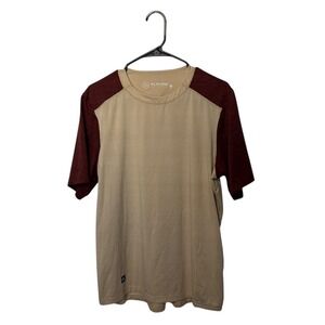 Flylow Shirt Mens Medium Beige Brown Performance Stretch Athletic Tee Ski Skiing